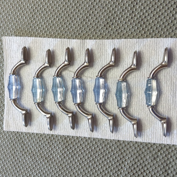 7 Brushed Nickel with Light Blue Acrylic Center 3 inch cabinet or drawer pulls - Picture 3 of 5